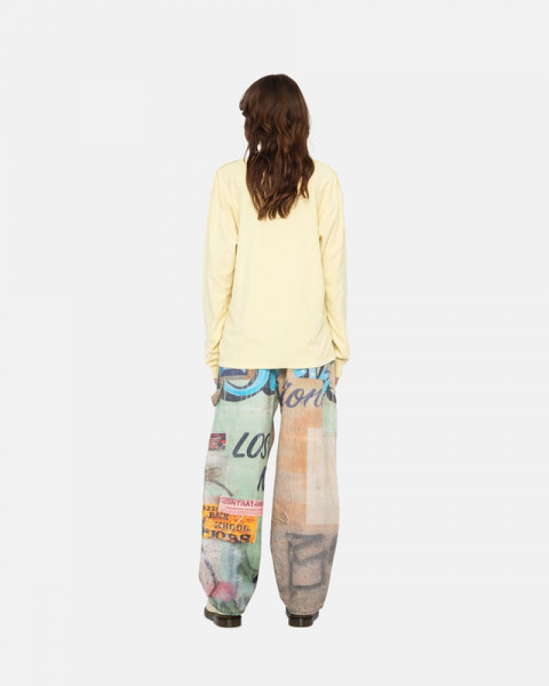 Stussy Lazy Ls Tee Women T Shirt Yellow | KJX-2611