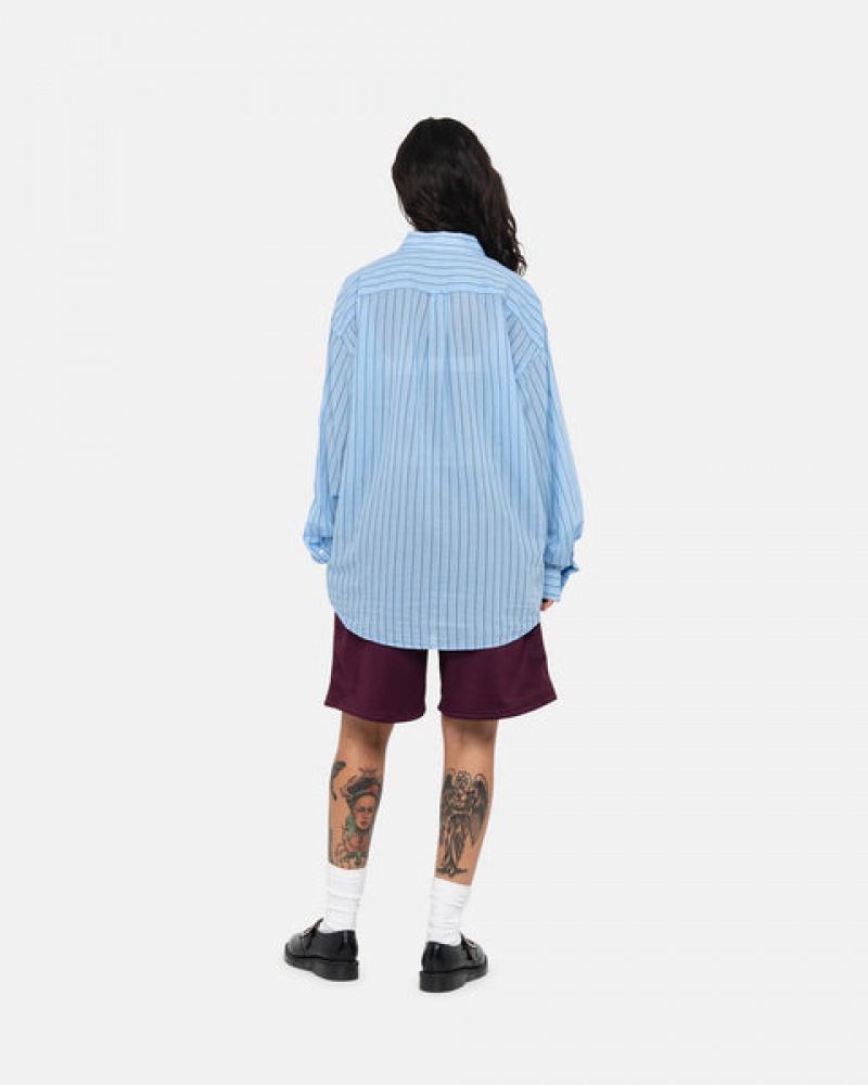 Stussy Light Weight Classic Shirt Men Shirts Blue | FPE-3674