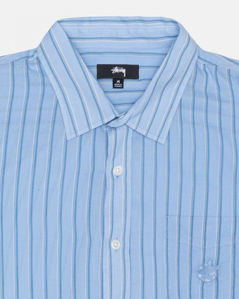 Stussy Light Weight Classic Shirt Men Shirts Blue | FPE-3674