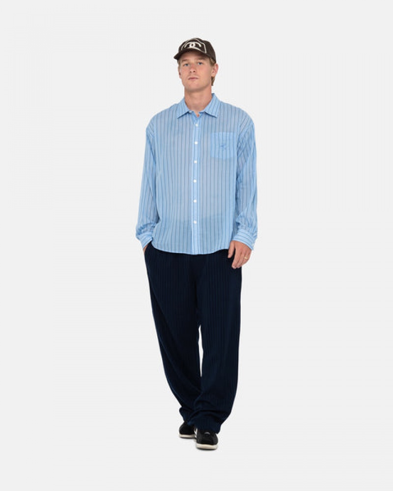 Stussy Light Weight Classic Shirt Men Shirts Blue | FPE-3674