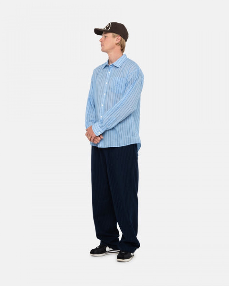 Stussy Light Weight Classic Shirt Men Shirts Blue | FPE-3674