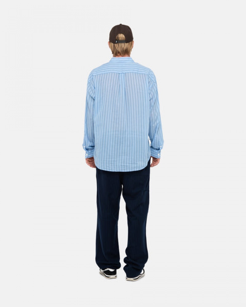 Stussy Light Weight Classic Shirt Men Shirts Blue | FPE-3674