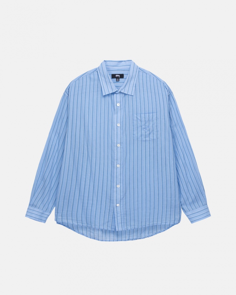 Stussy Light Weight Classic Shirt Men Shirts Blue | FPE-3674