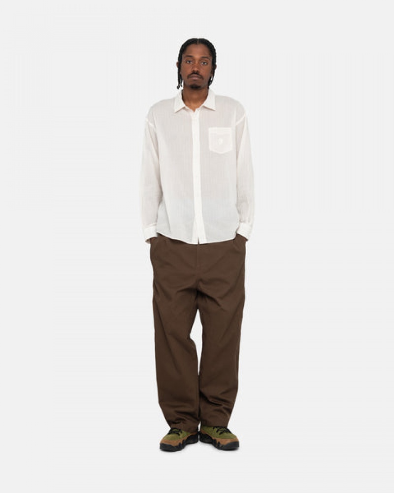 Stussy Light Weight Classic Shirt Men Shirts White | XUN-1523