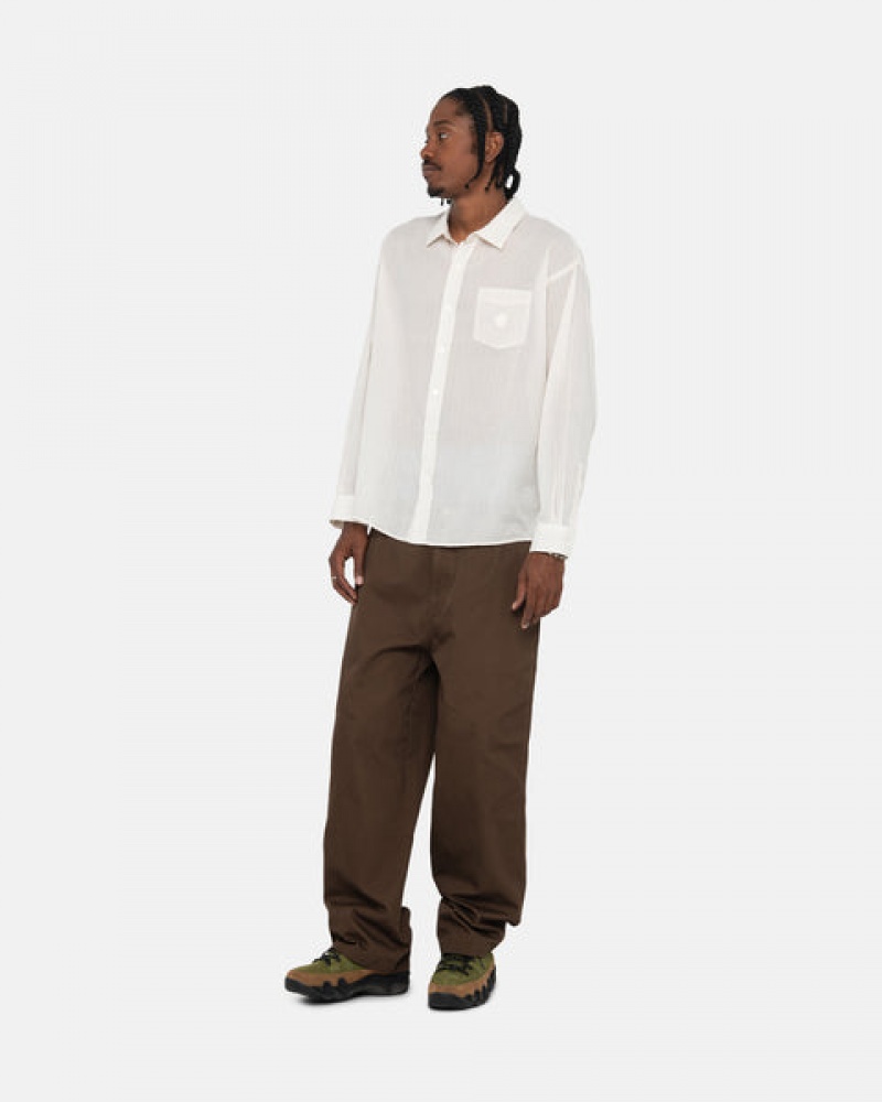 Stussy Light Weight Classic Shirt Men Shirts White | XUN-1523