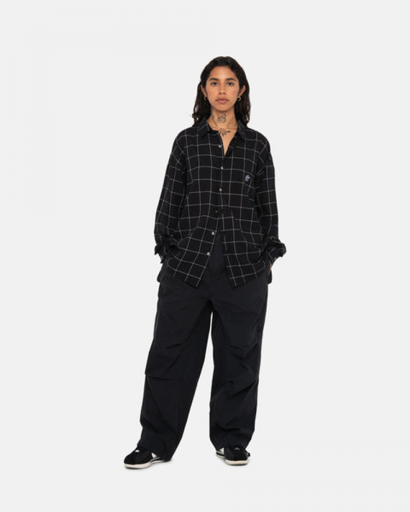 Stussy Light Weight Classic Shirt Women Shirts Black | XWU-1816