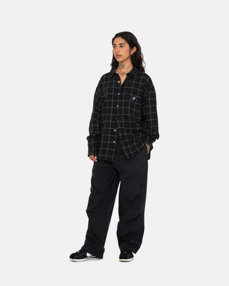 Stussy Light Weight Classic Shirt Women Shirts Black | XWU-1816