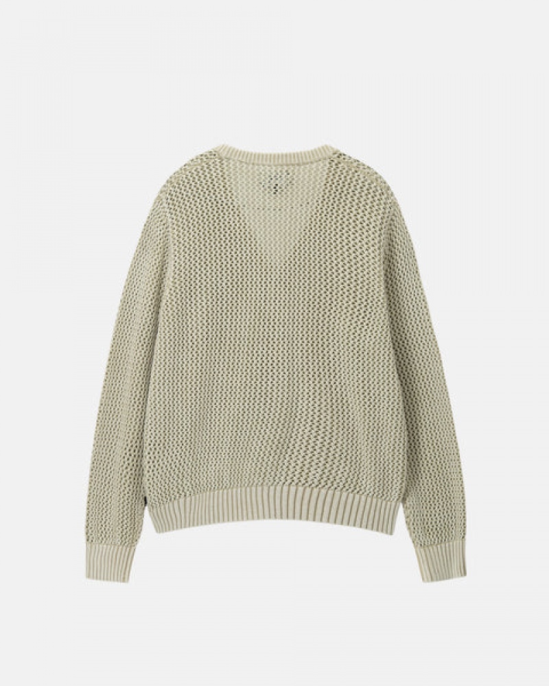 Stussy Loose Gauge Cardigan Men Sweaters Beige | YTS-5456