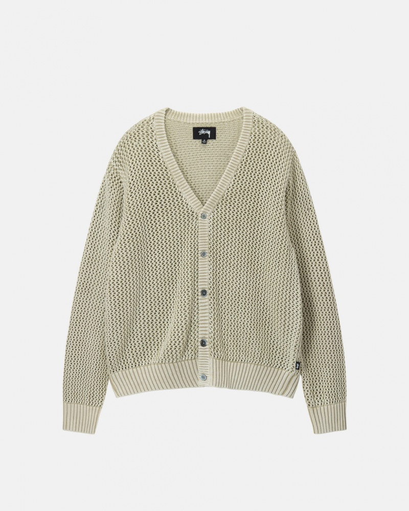 Stussy Loose Gauge Cardigan Women Sweaters Beige | NEE-0408