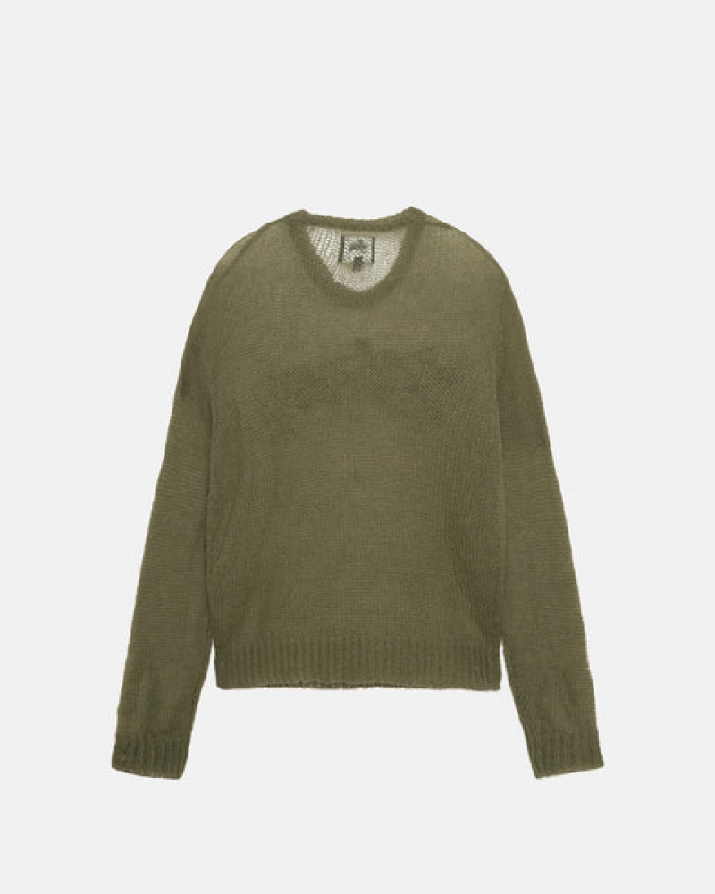 Stussy Loose Knit Sweater Men Sweaters Olive | KCQ-7795