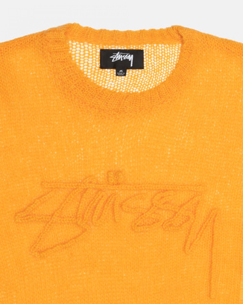 Stussy Loose Knit Sweater Men Sweaters Orange | PBY-3370