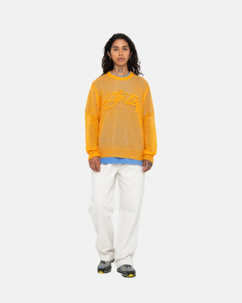 Stussy Loose Knit Sweater Men Sweaters Orange | PBY-3370