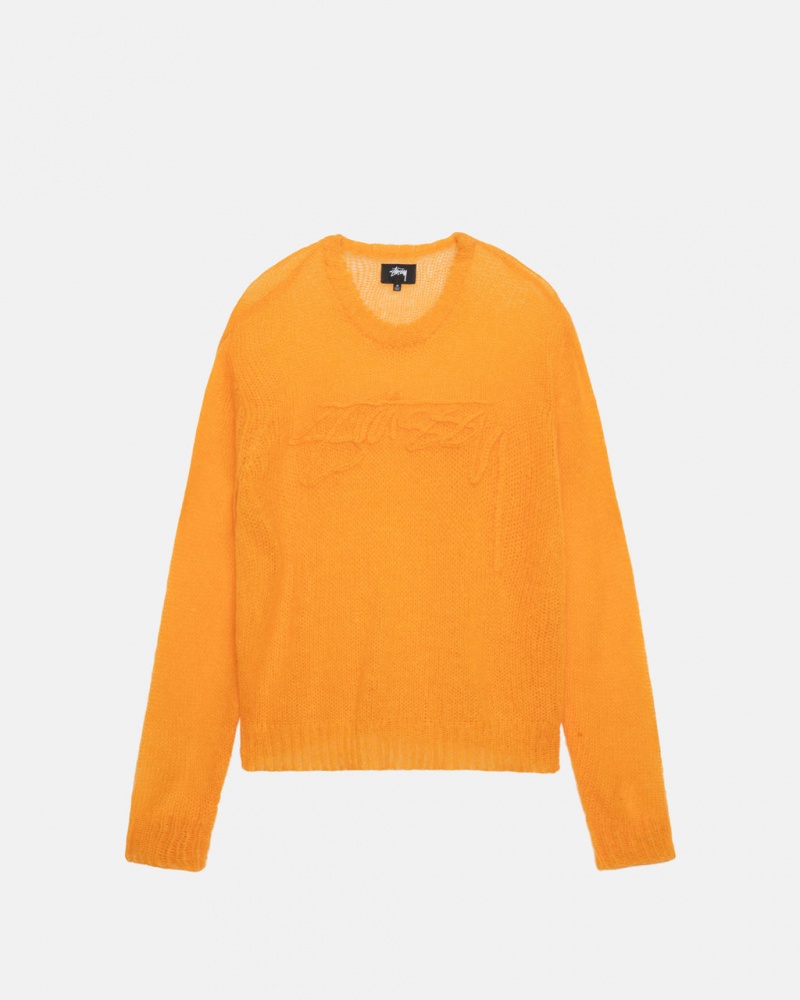 Stussy Loose Knit Sweater Men Sweaters Orange | PBY-3370