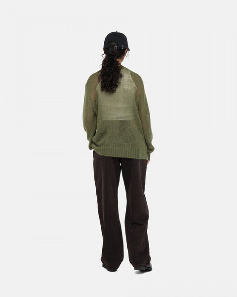 Stussy Loose Knit Sweater Women Sweaters Olive | CSM-1298