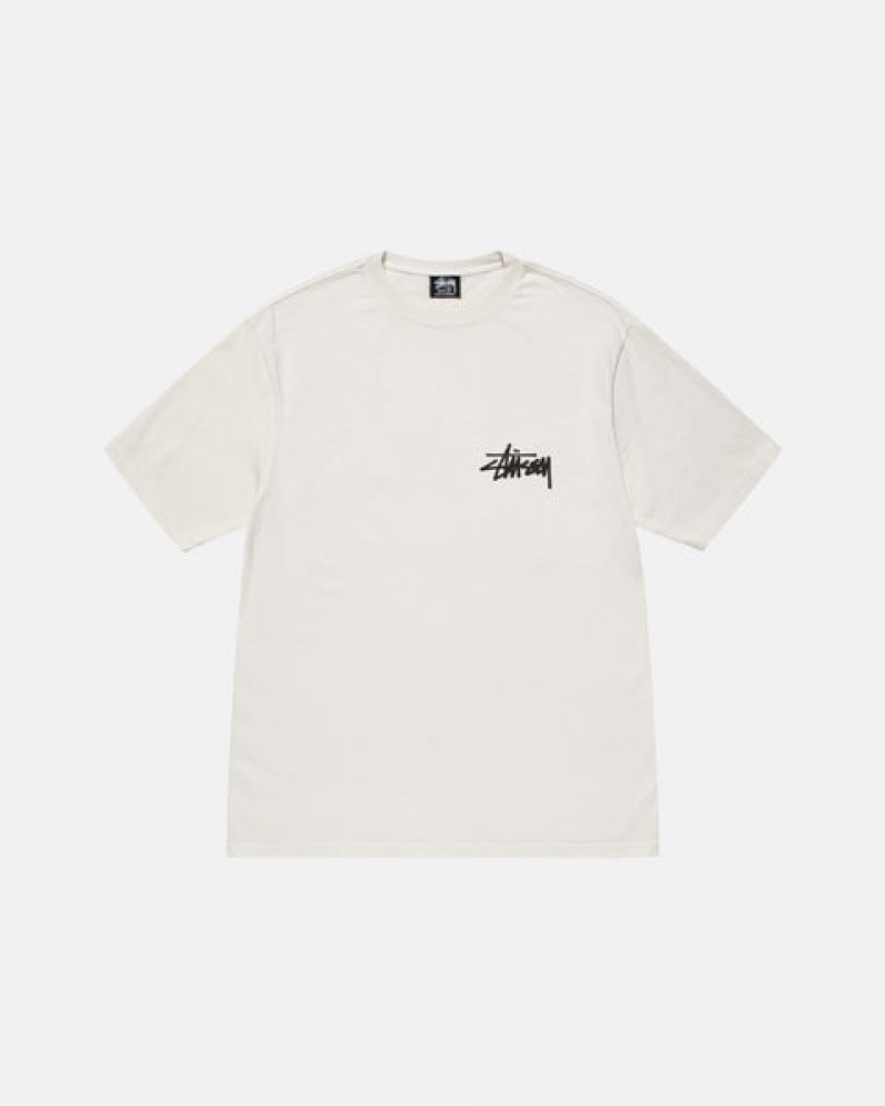 Stussy Old Phone Tee Pigment Dyed Men T Shirt Beige | CMU-7212