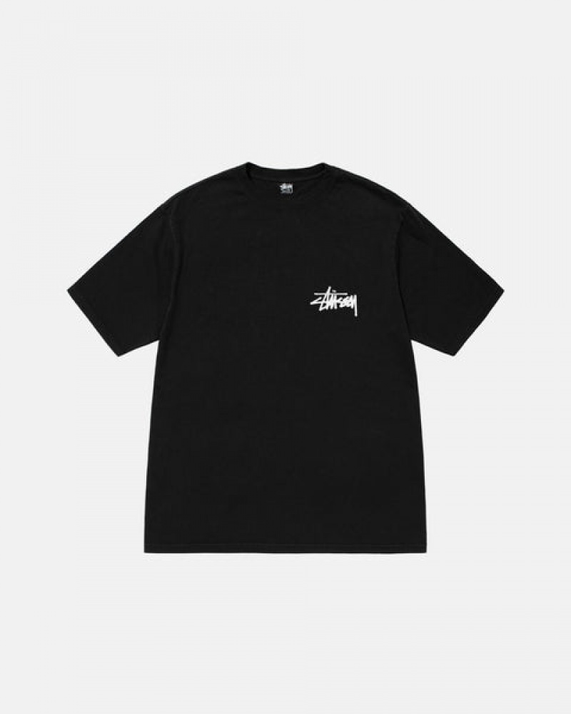 Stussy Old Phone Tee Pigment Dyed Men T Shirt Black | BFJ-0984