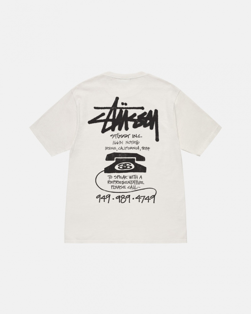 Stussy Old Phone Tee Pigment Dyed Women T Shirt Beige | PKK-7375