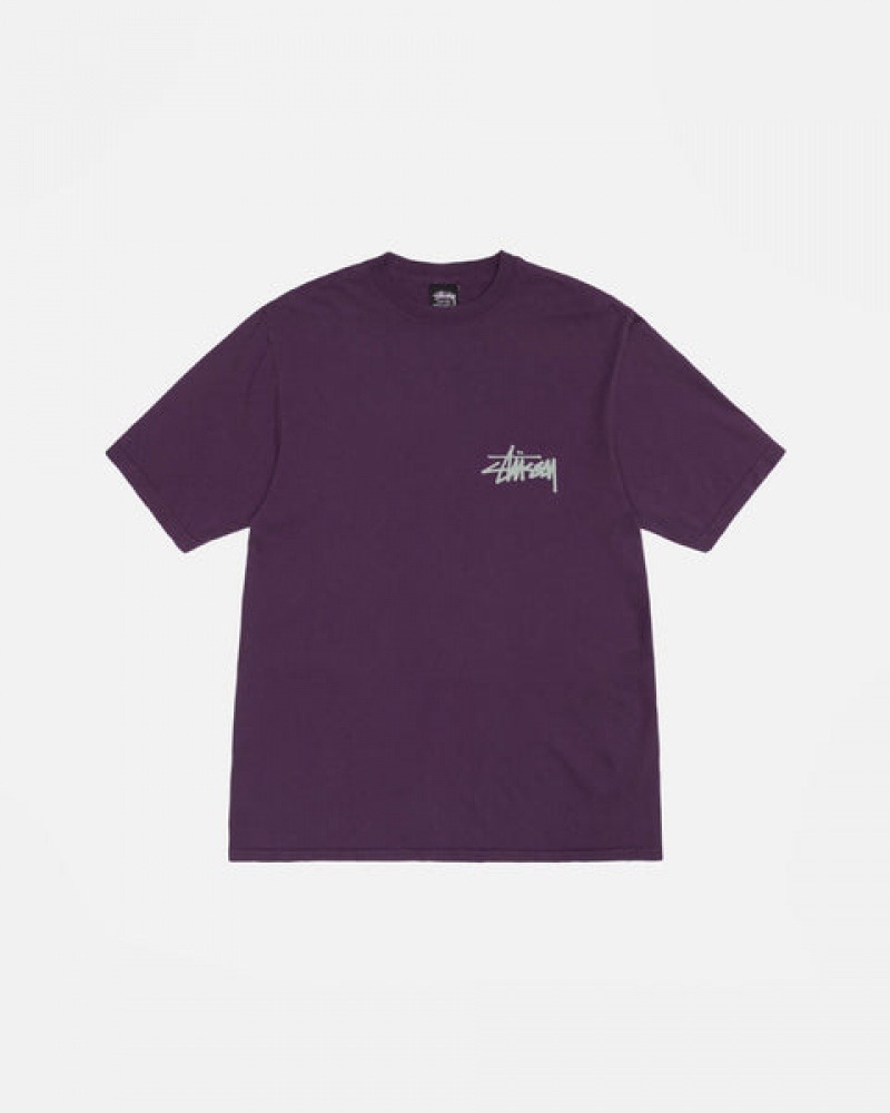 Stussy Old Phone Tee Pigment Dyed Women T Shirt Purple | NQA-4486