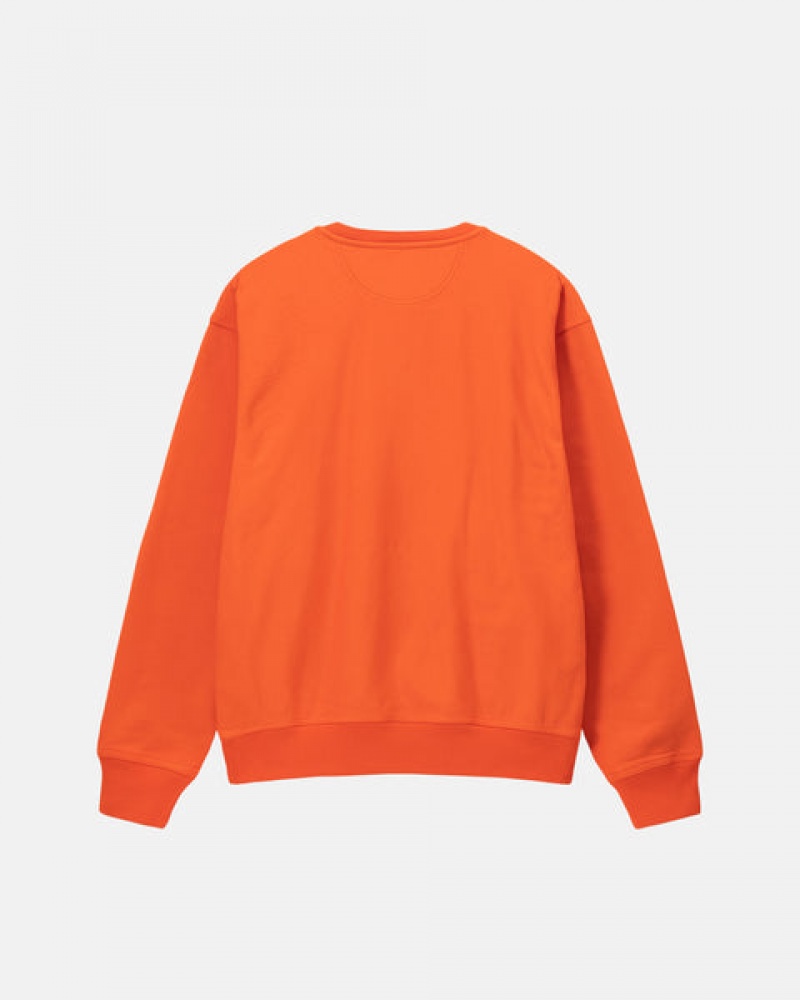 Stussy Overdyed Stock Logo Crew Men Sweatshirts Orange | WJP-0404