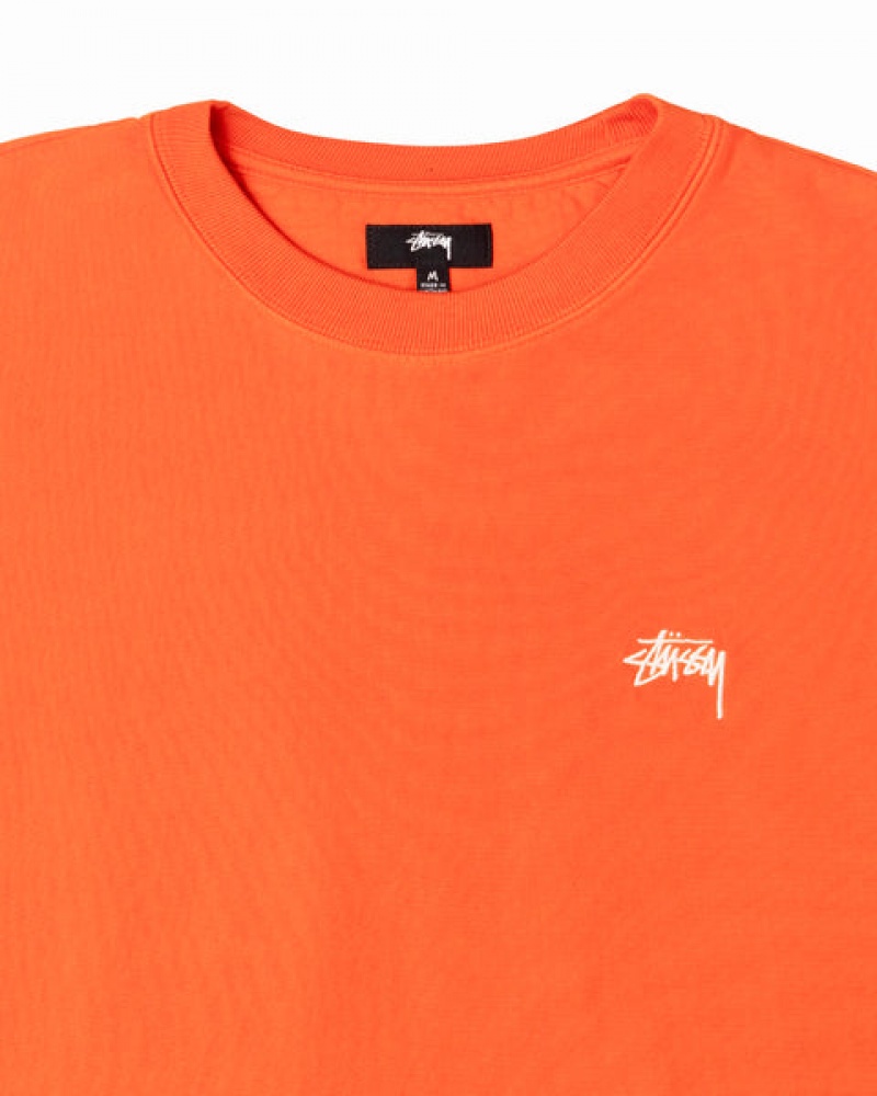 Stussy Overdyed Stock Logo Crew Men Sweatshirts Orange | WJP-0404