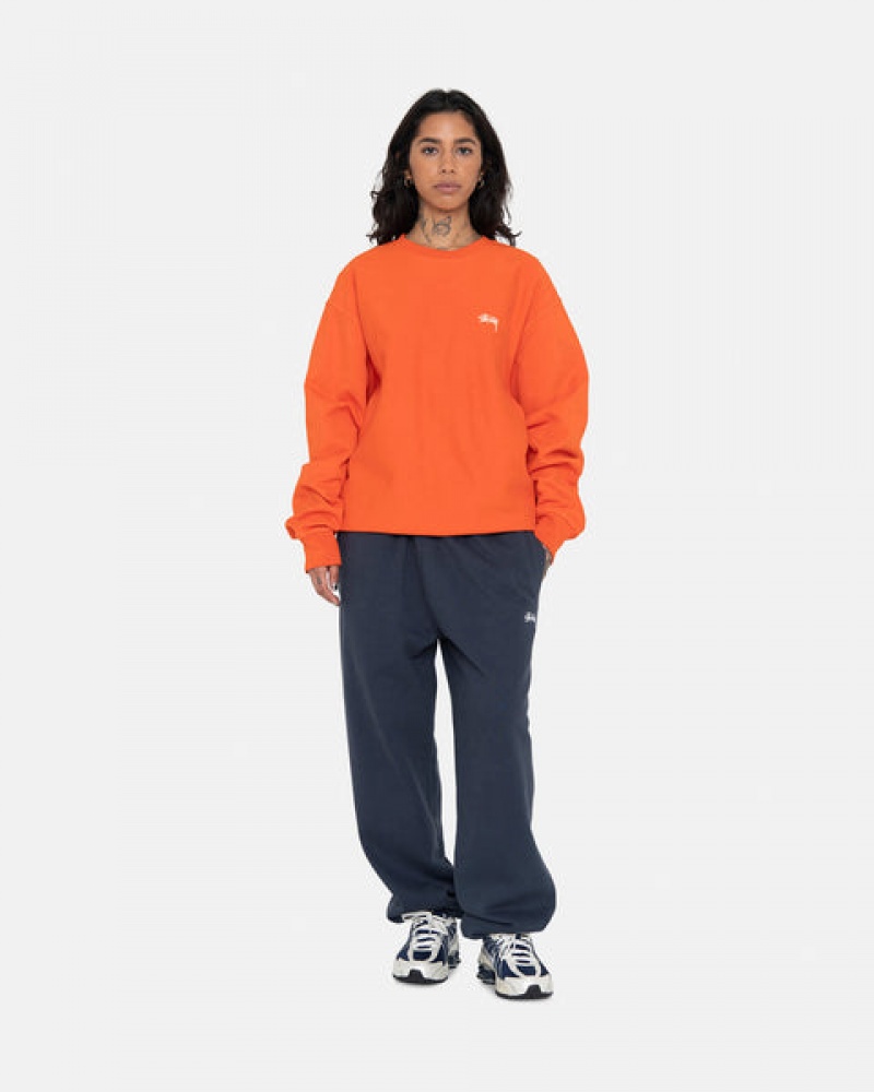 Stussy Overdyed Stock Logo Crew Men Sweatshirts Orange | WJP-0404