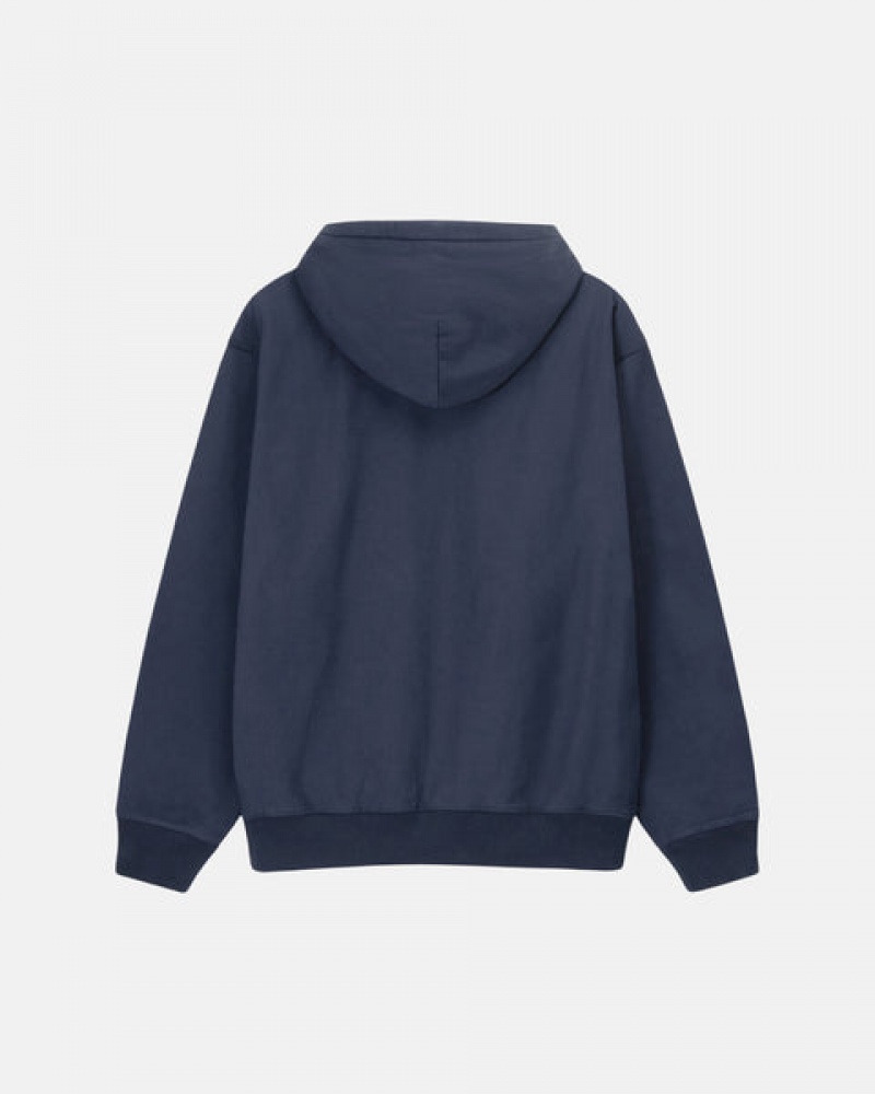 Stussy Overdyed Stock Logo Hoodie Men Hoodie Navy | OXT-1087