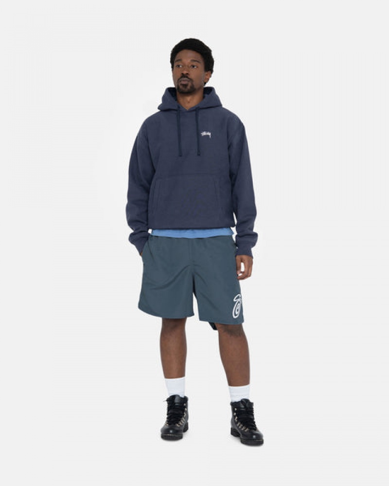 Stussy Overdyed Stock Logo Hoodie Men Hoodie Navy | OXT-1087