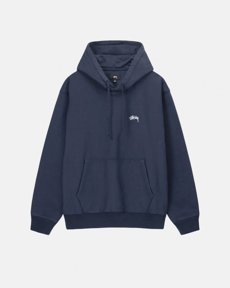 Stussy Overdyed Stock Logo Hoodie Men Hoodie Navy | OXT-1087