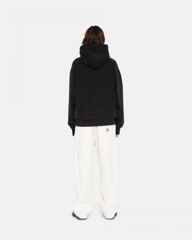 Stussy Overdyed Stock Logo Hoodie Women Hoodie Black | CJG-8373