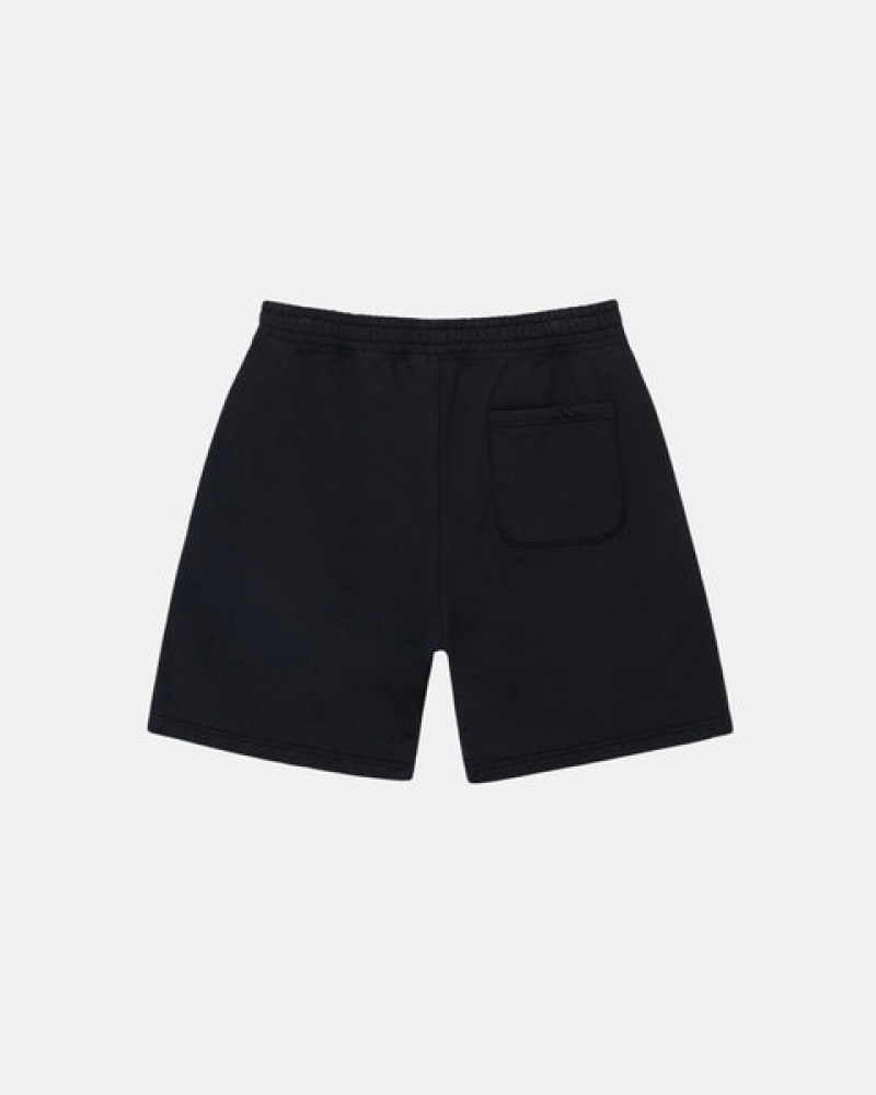 Stussy Overdyed Stock Logo Sweat Short Men Shorts Black | QKE-0950