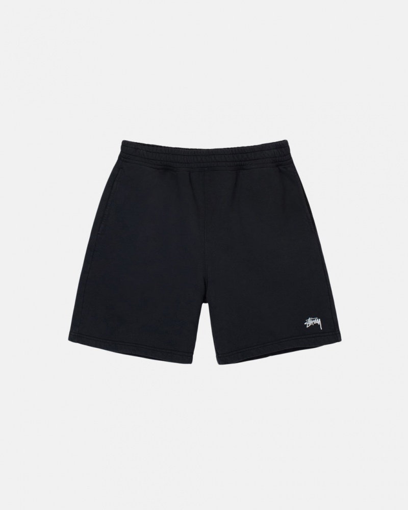 Stussy Overdyed Stock Logo Sweat Short Men Sweatshorts Black | BAO-5558