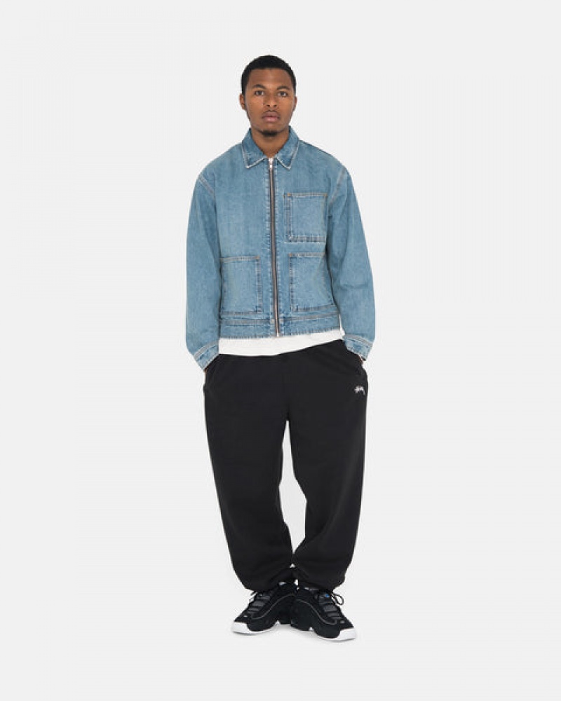 Stussy Overdyed Stock Logo Sweatpant Men Sweatpants Black | XGD-9217