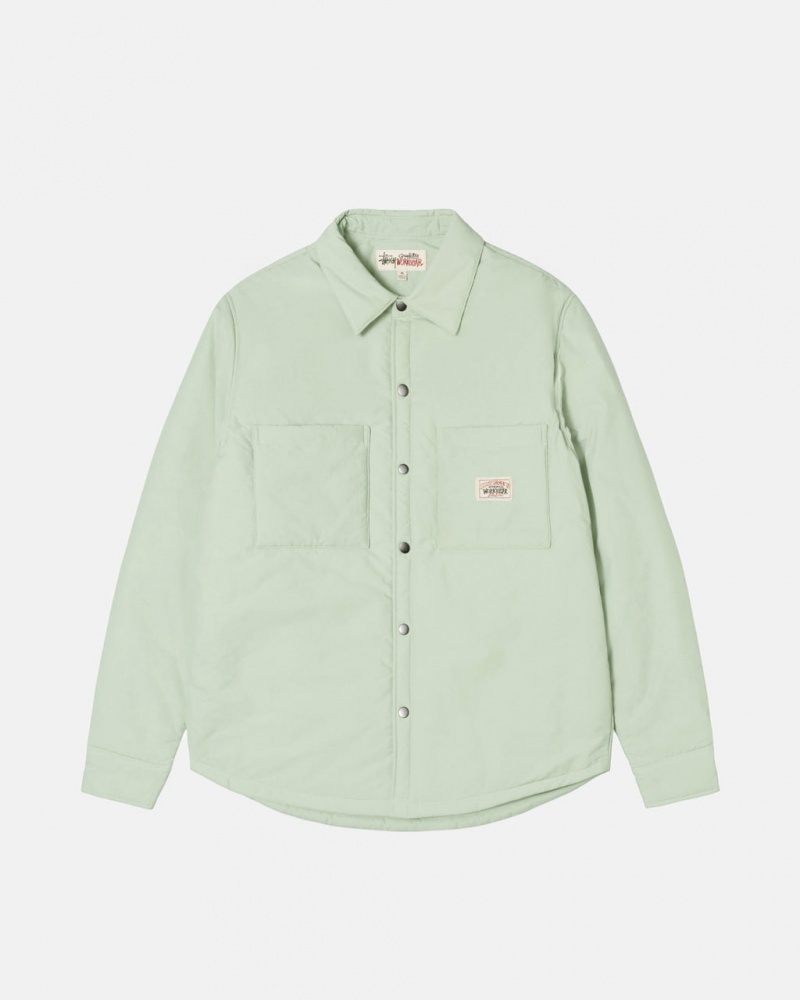 Stussy Padded Tech Over Shirt Men Shirt Jackets Green | OZK-4606