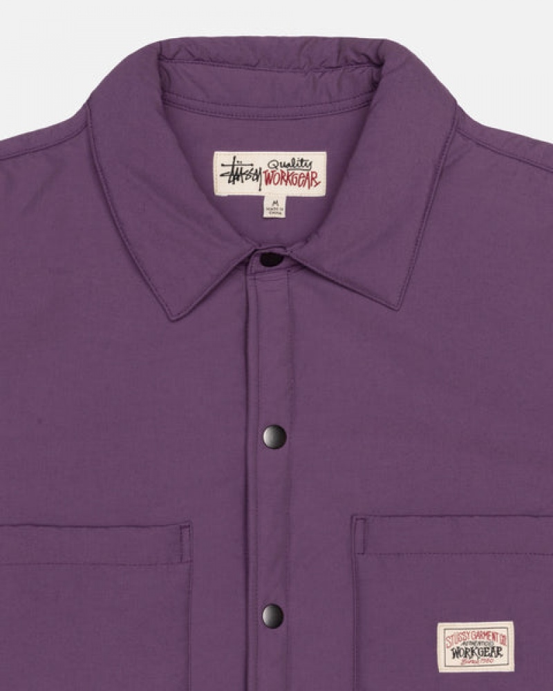 Stussy Padded Tech Over Shirt Men Shirts Purple | OIZ-1204