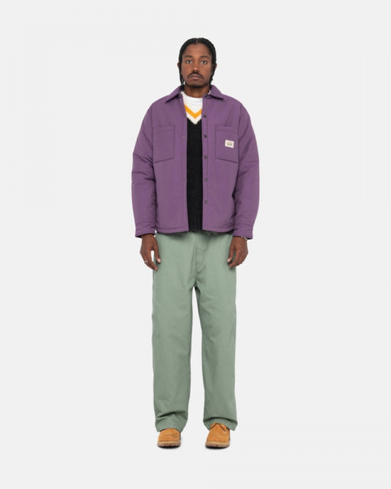 Stussy Padded Tech Over Shirt Men Shirts Purple | OIZ-1204