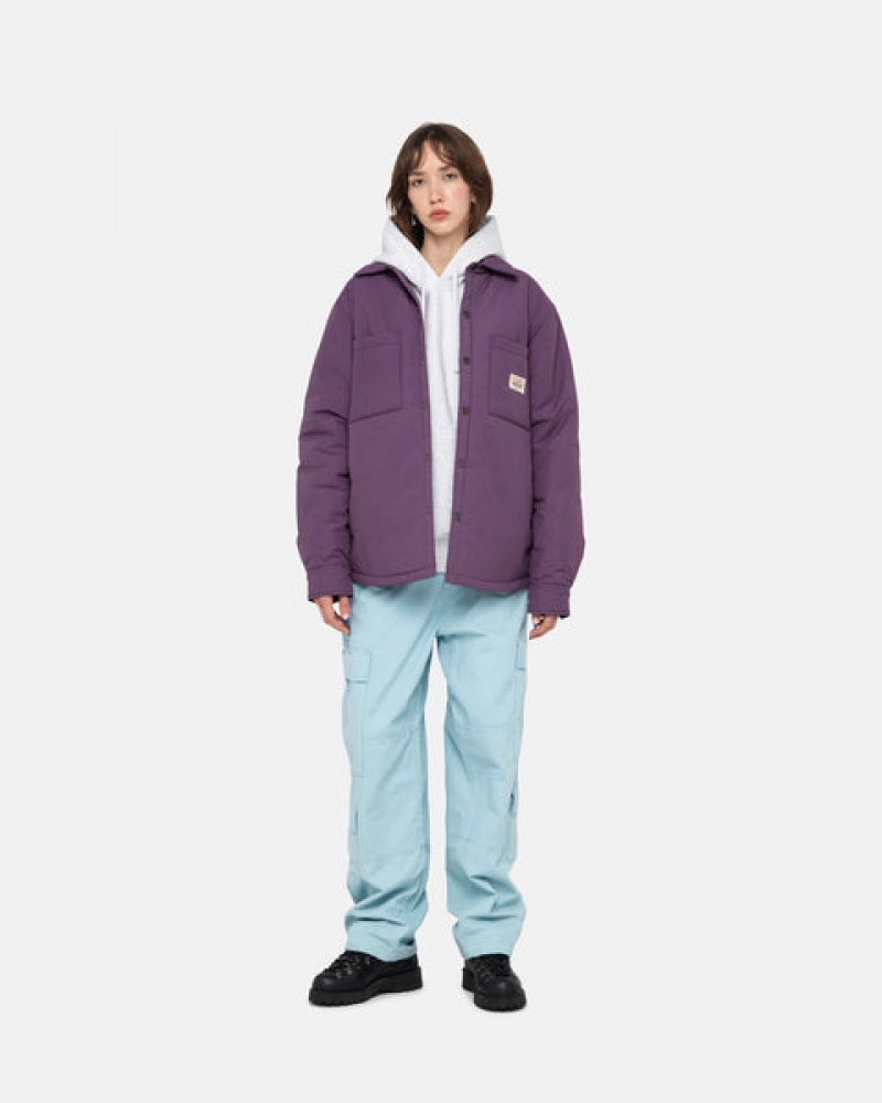 Stussy Padded Tech Over Shirt Men Shirts Purple | OIZ-1204