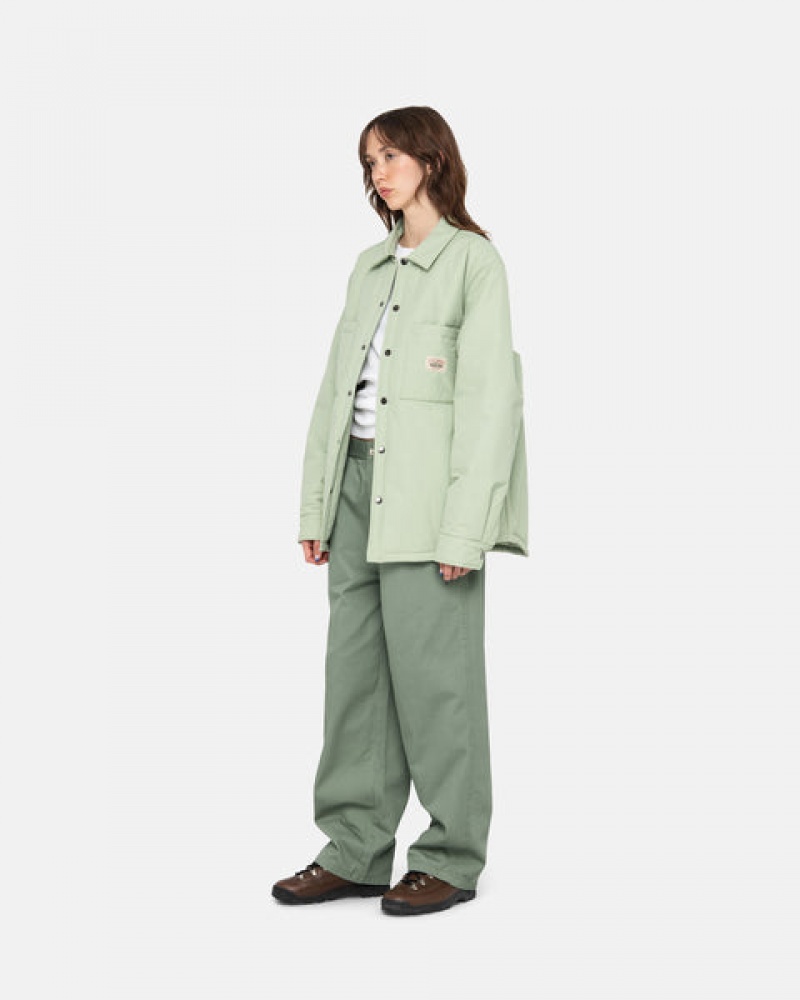 Stussy Padded Tech Over Shirt Women Shirts Green | LGR-0180