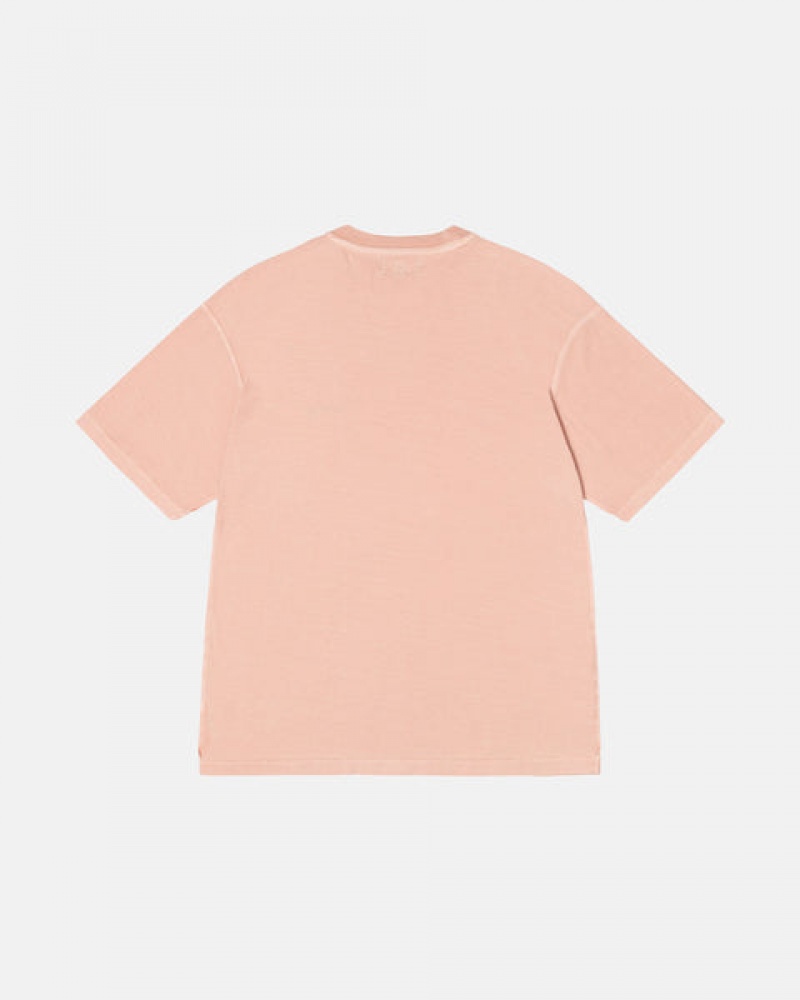 Stussy Pig. Dyed Inside Out Crew Men T Shirt Light Pink | FFE-4863