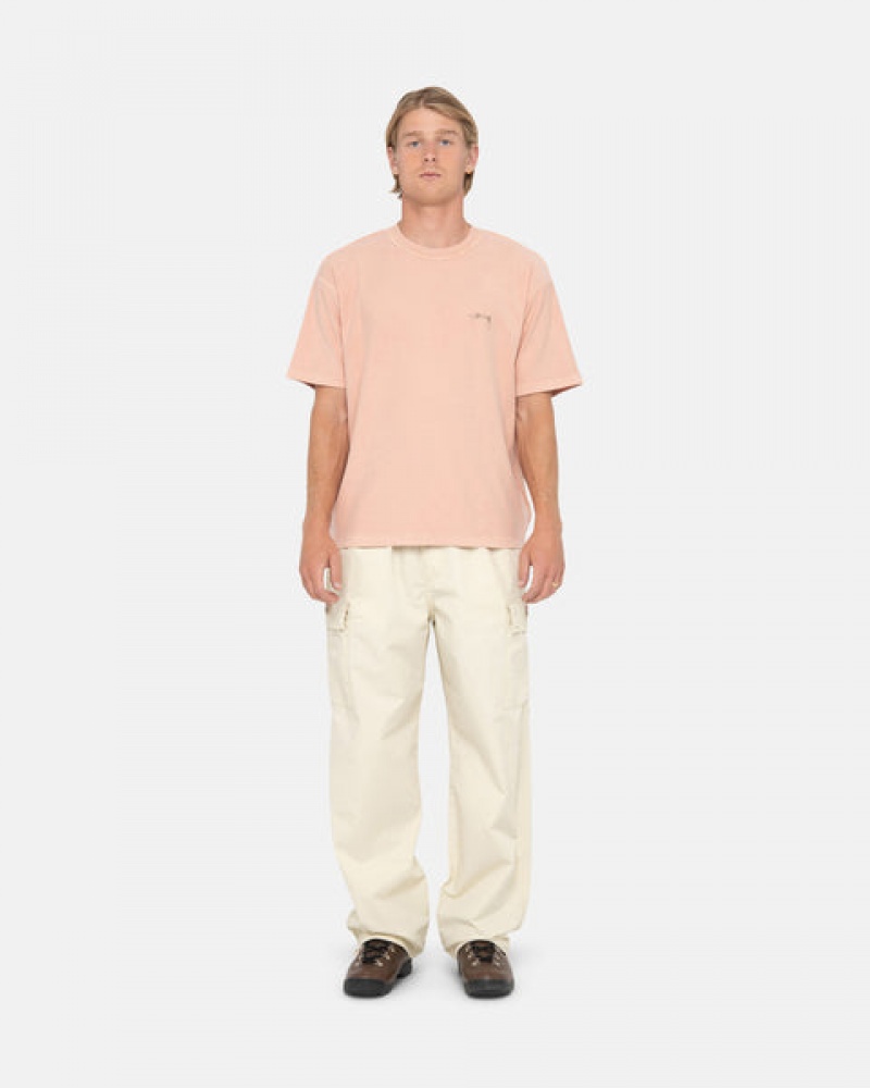 Stussy Pig. Dyed Inside Out Crew Men T Shirt Light Pink | FFE-4863