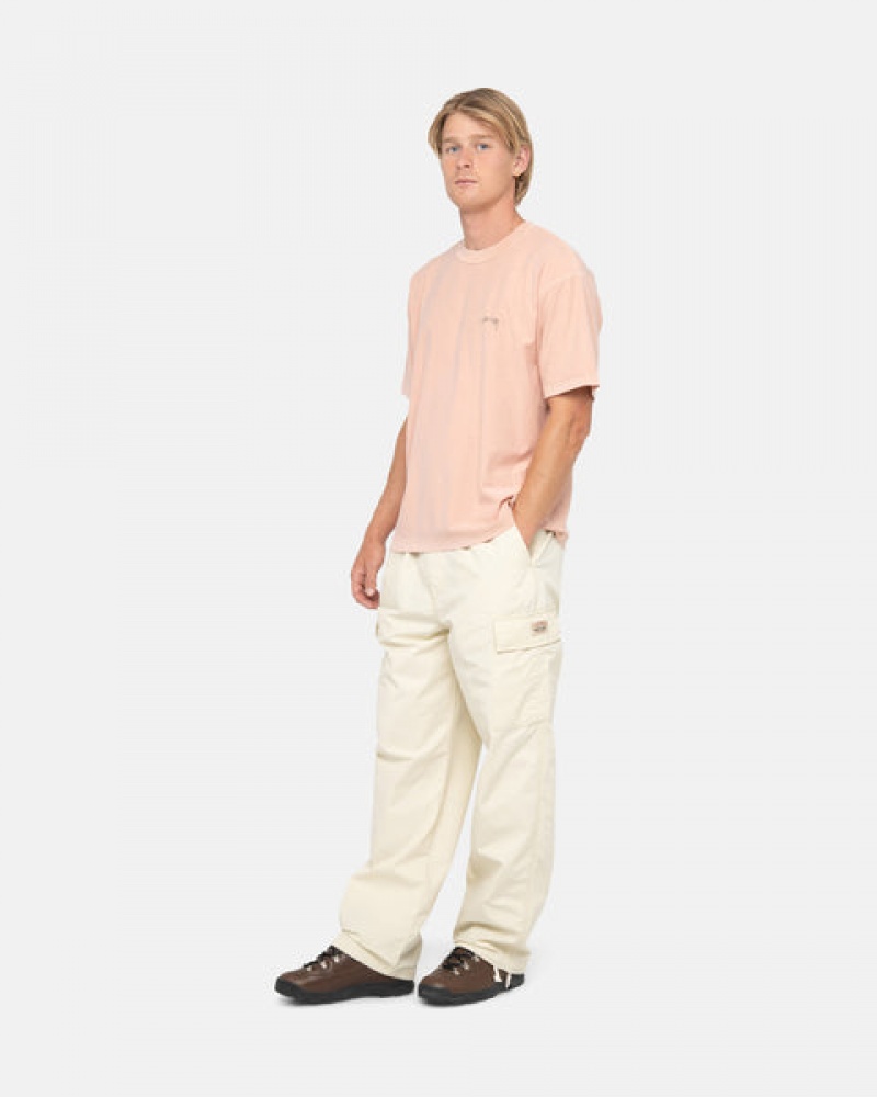 Stussy Pig. Dyed Inside Out Crew Men T Shirt Light Pink | FFE-4863