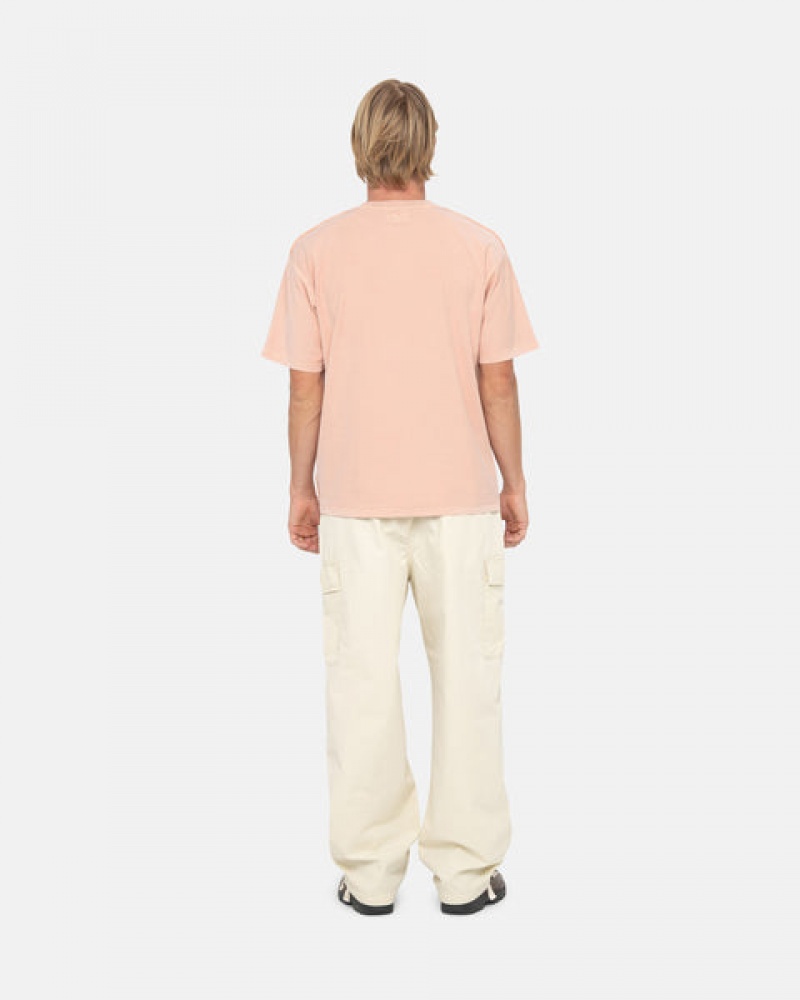 Stussy Pig. Dyed Inside Out Crew Men T Shirt Light Pink | FFE-4863