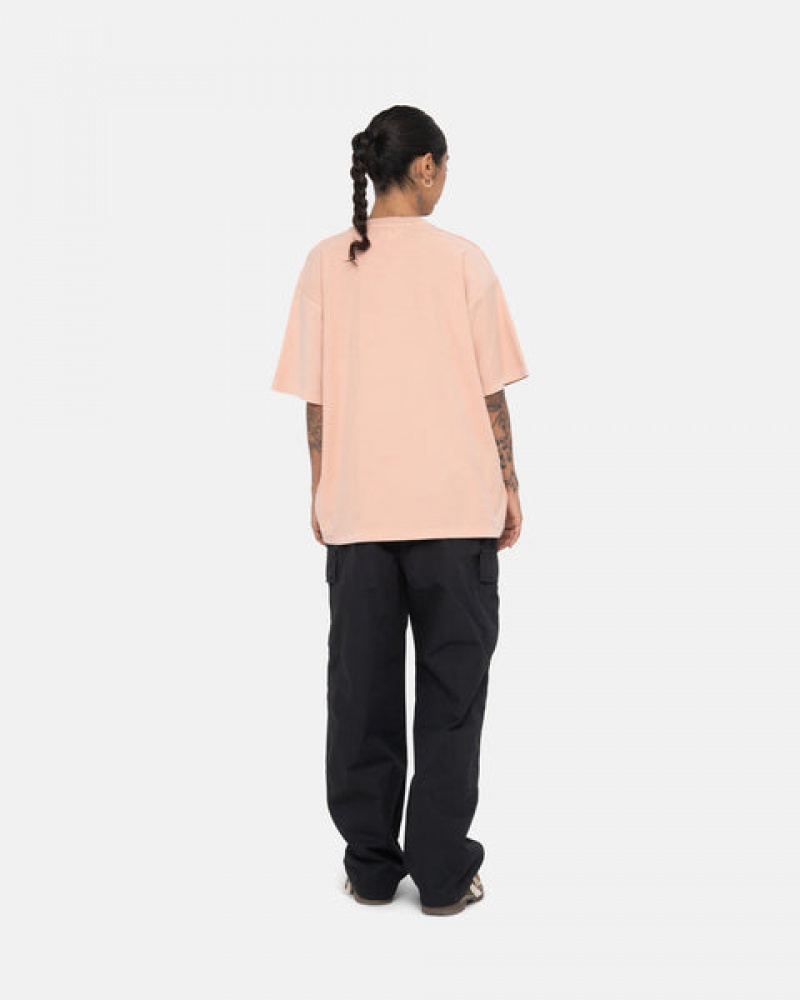 Stussy Pig. Dyed Inside Out Crew Men T Shirt Light Pink | FFE-4863