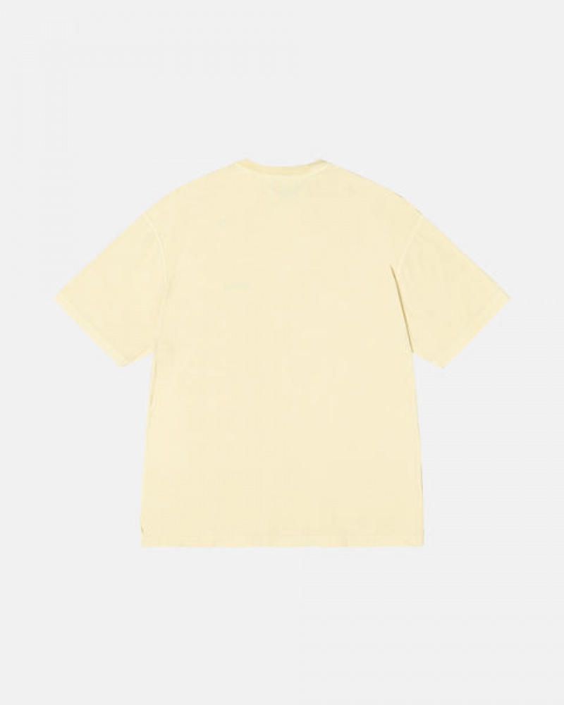 Stussy Pig. Dyed Inside Out Crew Men T Shirt Yellow | PXS-6975