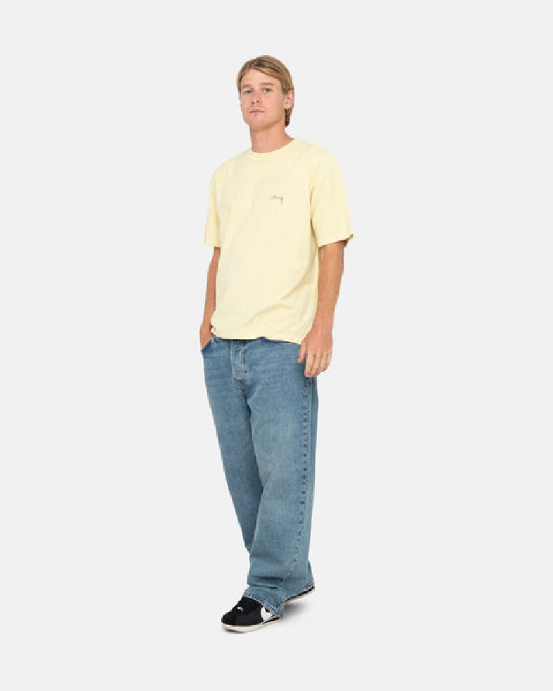 Stussy Pig. Dyed Inside Out Crew Men T Shirt Yellow | PXS-6975