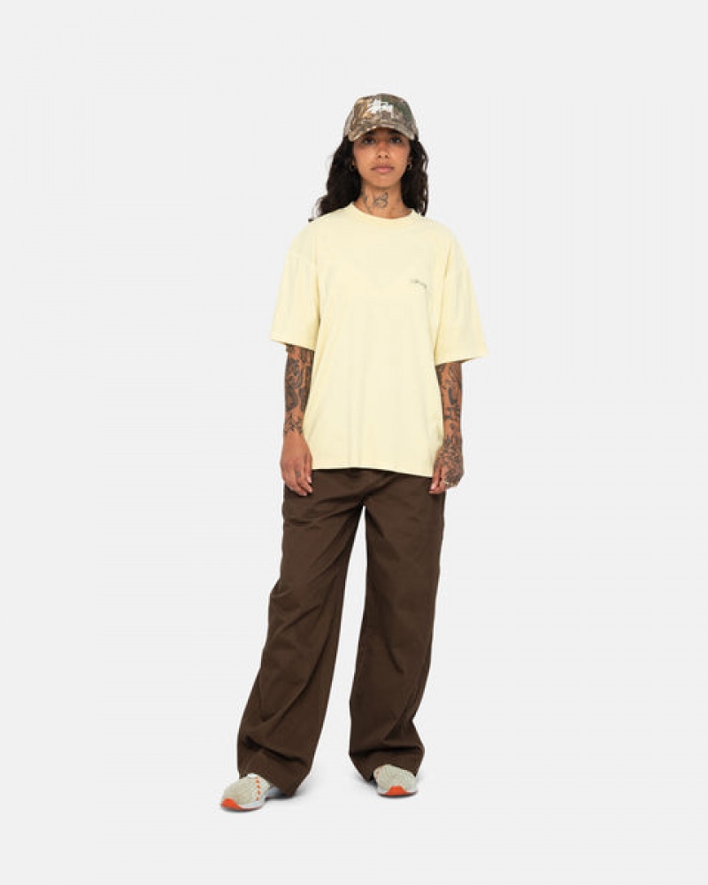 Stussy Pig. Dyed Inside Out Crew Men T Shirt Yellow | PXS-6975