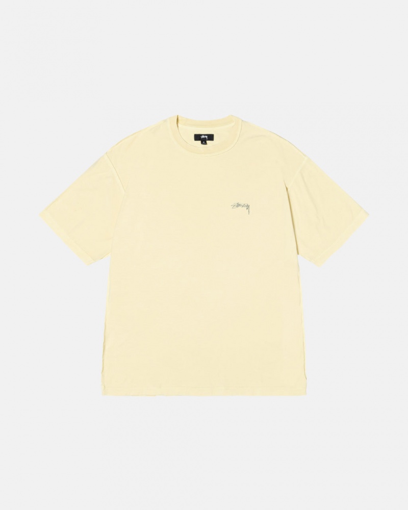 Stussy Pig. Dyed Inside Out Crew Men T Shirt Yellow | PXS-6975