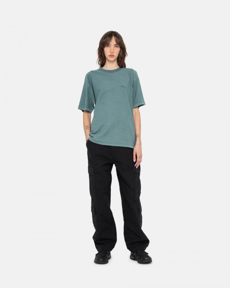 Stussy Pig. Dyed Inside Out Crew Men Tops Turquoise | JMH-5551