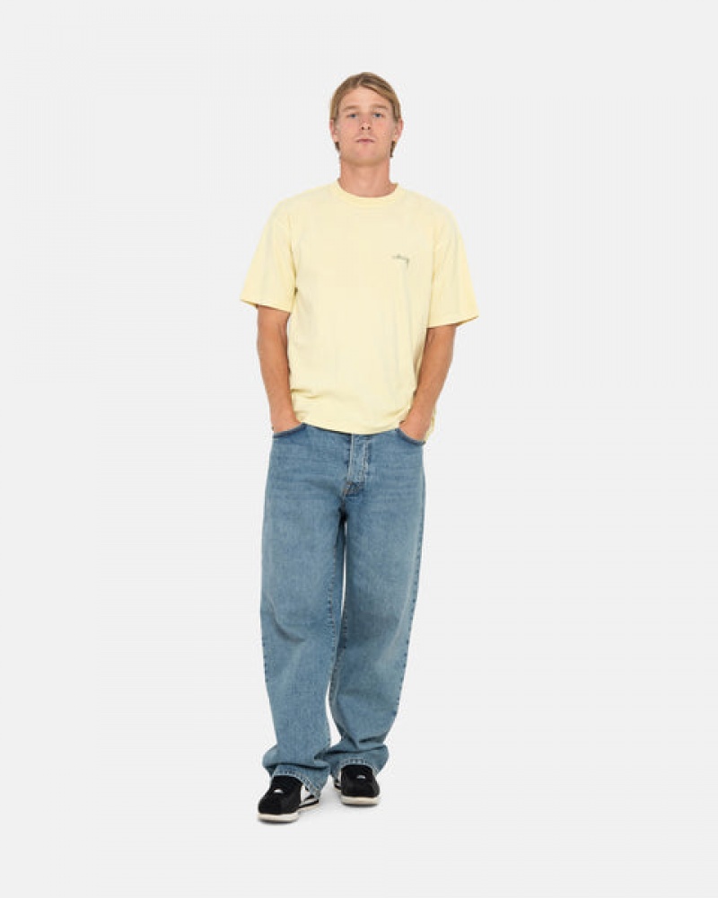 Stussy Pig. Dyed Inside Out Crew Men Tops Yellow | DOT-8493