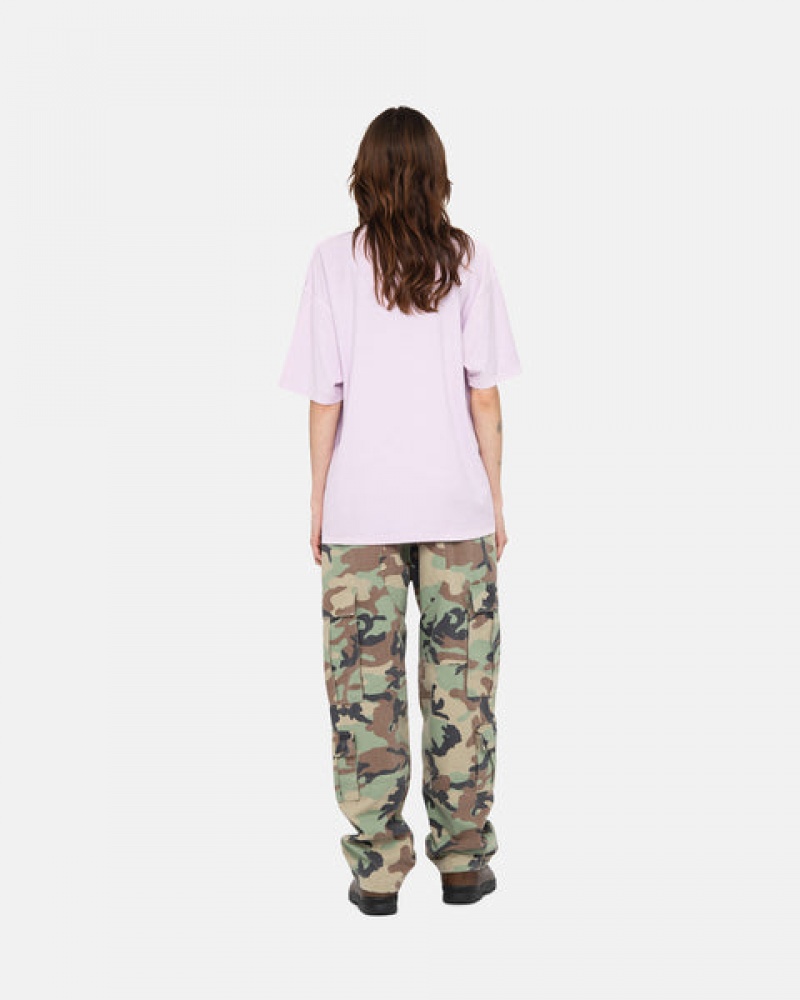 Stussy Pig. Dyed Inside Out Crew Women T Shirt Purple | FHD-9372