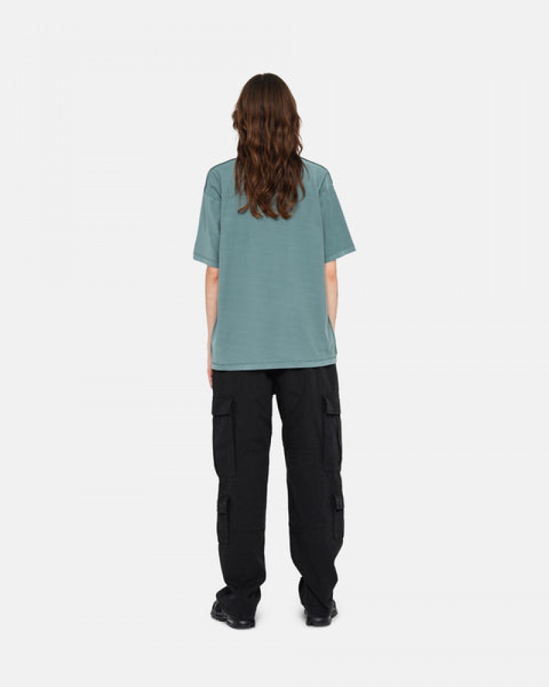 Stussy Pig. Dyed Inside Out Crew Women T Shirt Turquoise | WVZ-3158